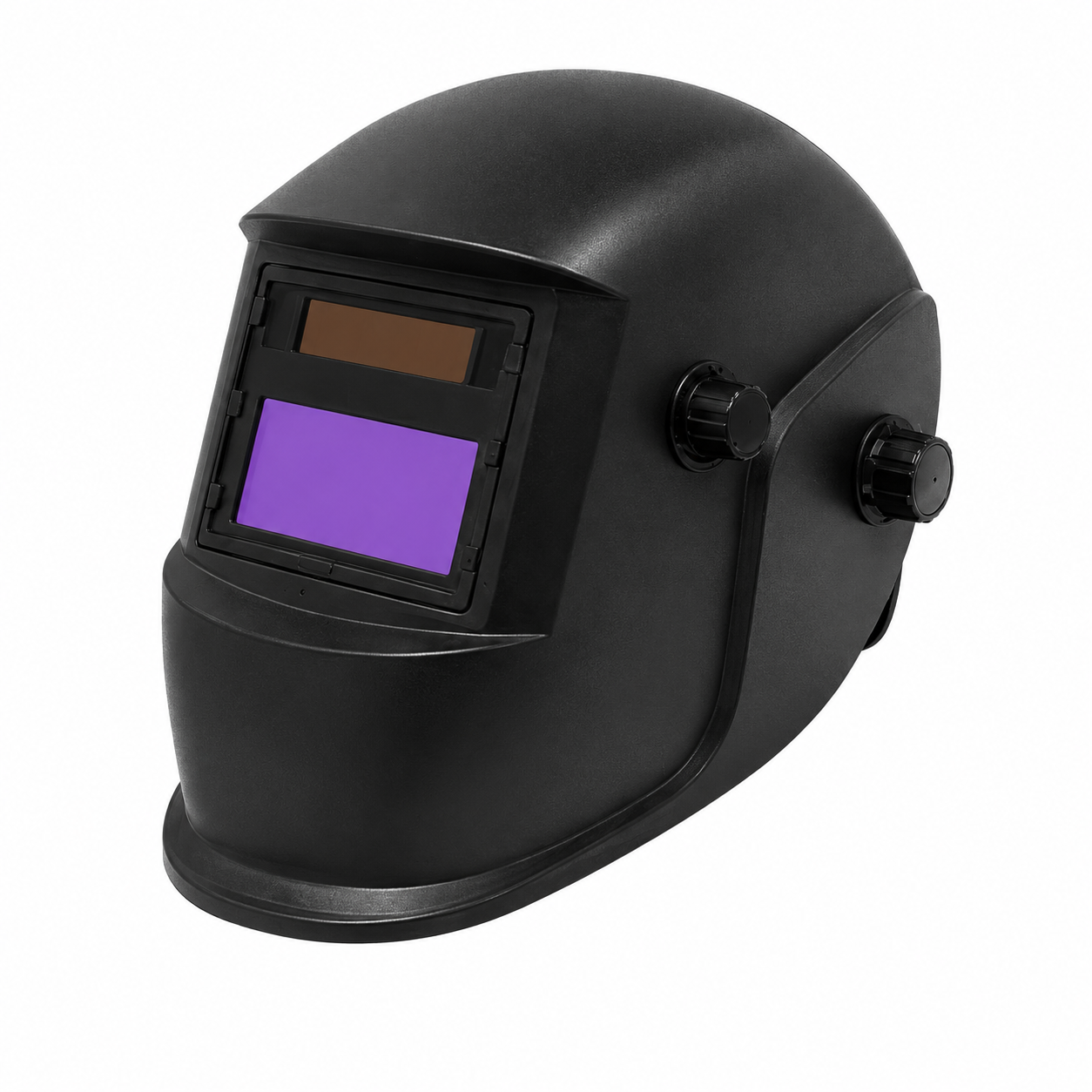 Casco de soldadura negro con visor violeta Máscara de Soldar Fotosensible con Panel Fotovoltaico - Imagen 1